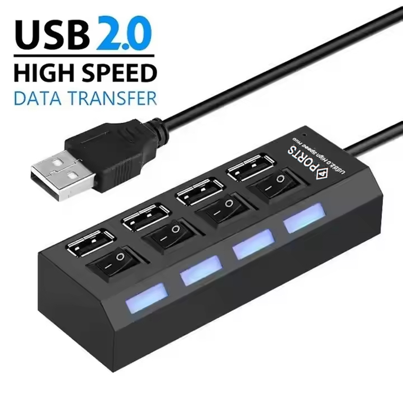 Laptop Accessories Computer - 4-poorts USB 2.0 hub-uitbreidingssplitter met onafhankelijke