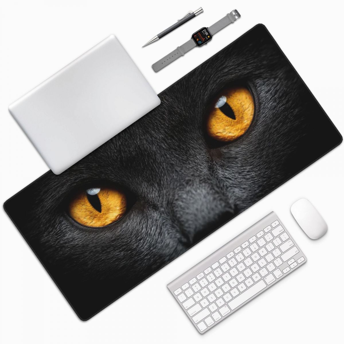 Yellow Laptop Accessories - Zwart kattengezicht en gele ogen Grote