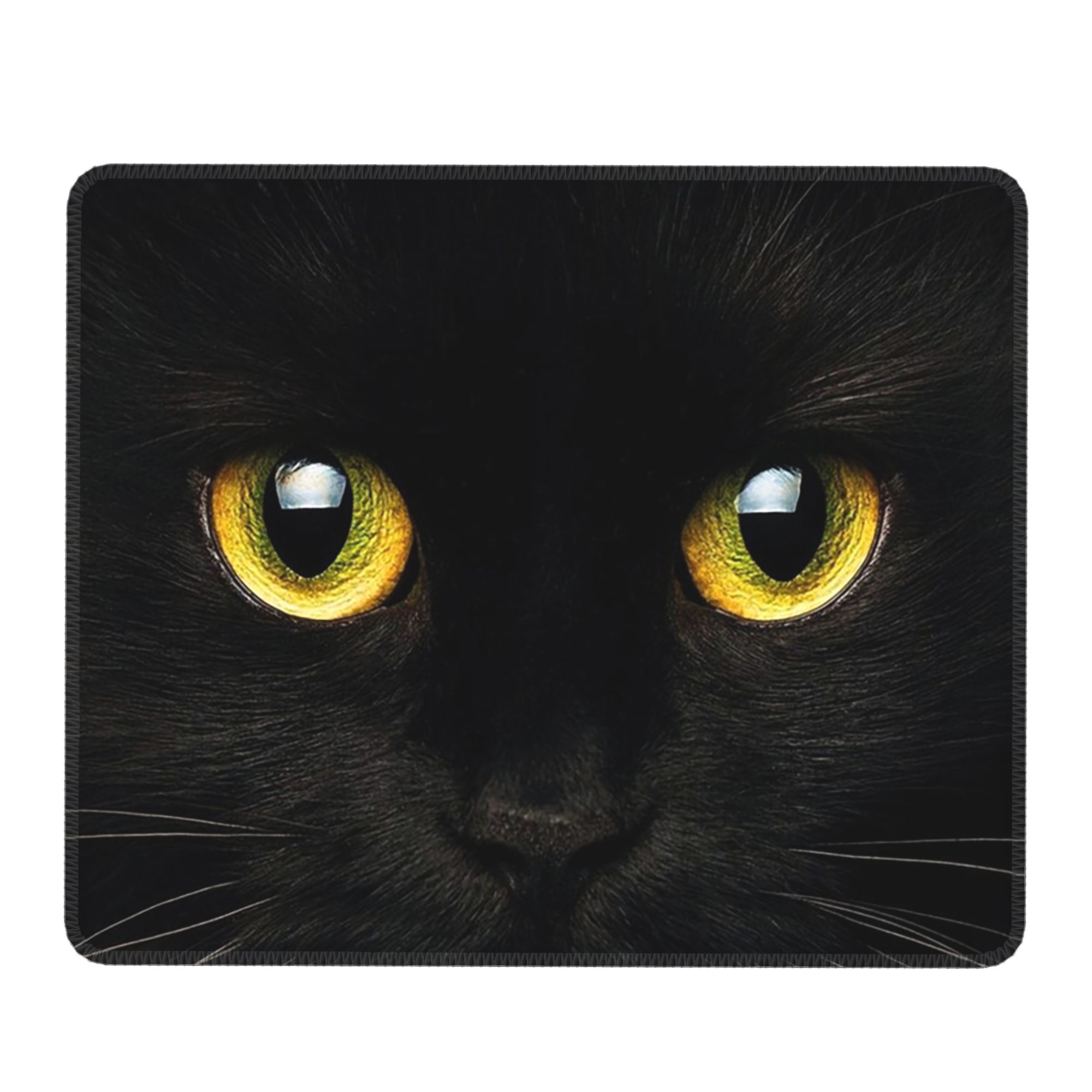 Yellow Laptop Accessories - Zwart kattengezicht en gele ogen muismat
