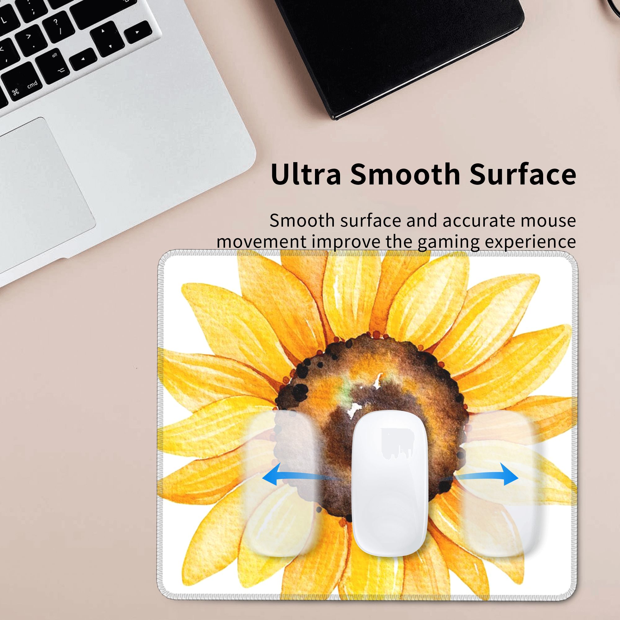 Yellow Laptop Accessories - Aquarel Zonnebloem Levendig Geel Bloemen Muismat