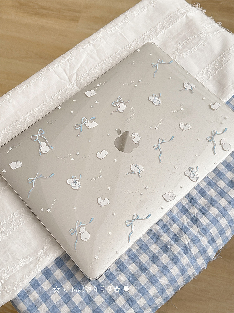 Mac Laptop Accessories - Ins Blue Bow Glitter Laptop Case