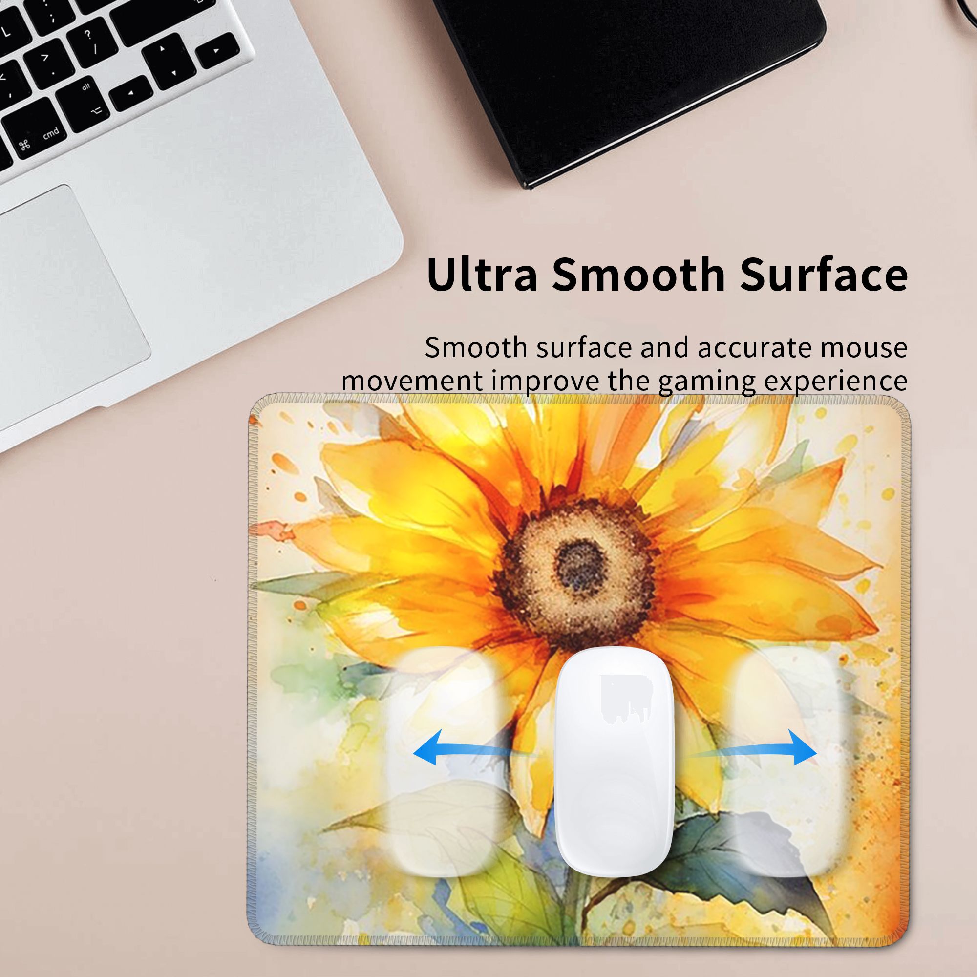 Yellow Laptop Accessories - Aquarel Zonnebloem Levendig Geel Bloemen Muismat