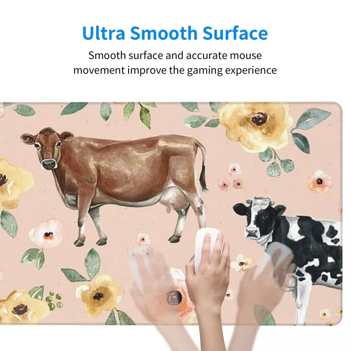 Grote muismat Koe Bloemen op B - Yellow Laptop Accessories recensie en prijs